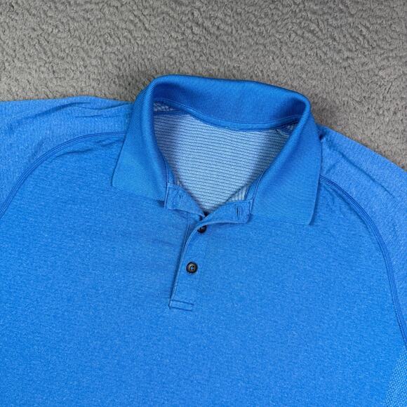 Lululemon Metal Vent Tech Polo Shirt Mens XL Blue Stretch Performance Golf - Picture 1 of 8